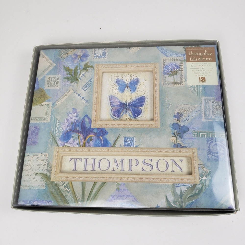 K&Company Garden Collage 8.5x8.5 Scrapbook Album Butterfly Blue 536340 NEW